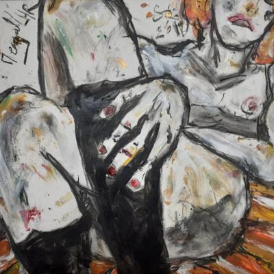 So nue se tenant le bas